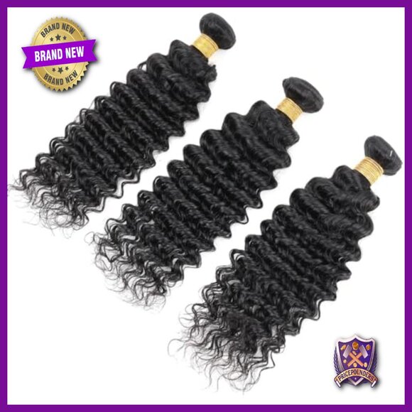 Brazilian Deep Wave Human Hair Bundles 3 Pack 14-18 Inch Virgin Hair